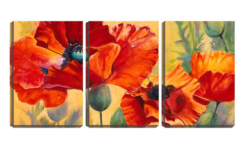 Imagem de Quadro Decorativo 45x96 pétalas de flores vermelhas