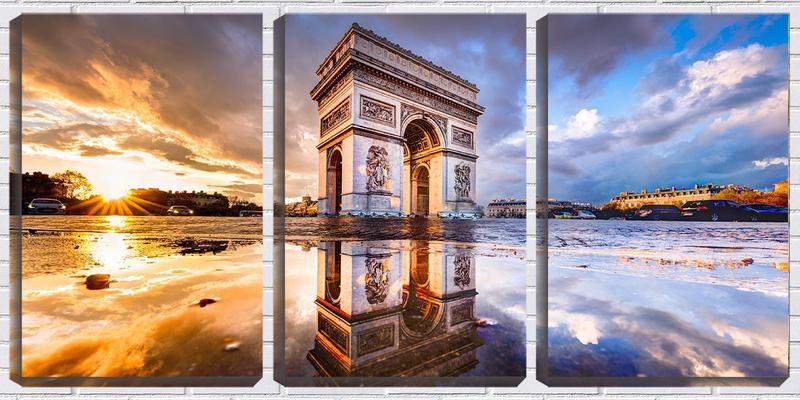 Imagem de Quadro Decorativo 45x96 reflexo do arco do triunfo paris