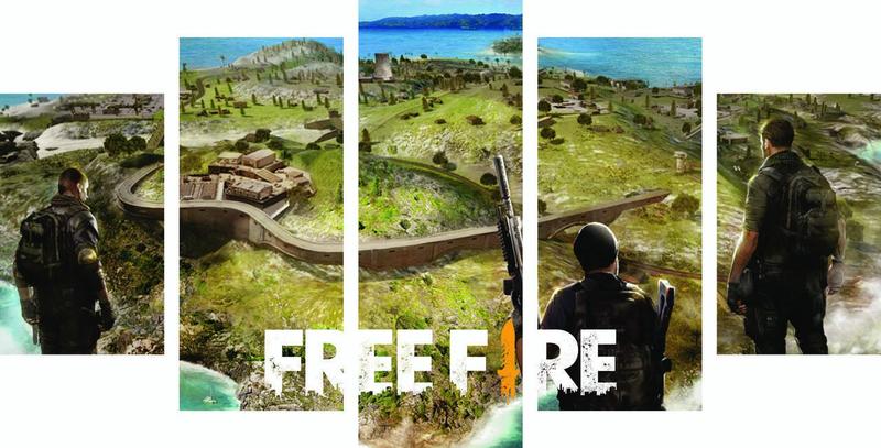 Imagem de Quadro Decorativo 5 Partes Sala Free Fire 01