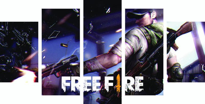 Imagem de Quadro Decorativo 5 Partes Sala Free Fire 07