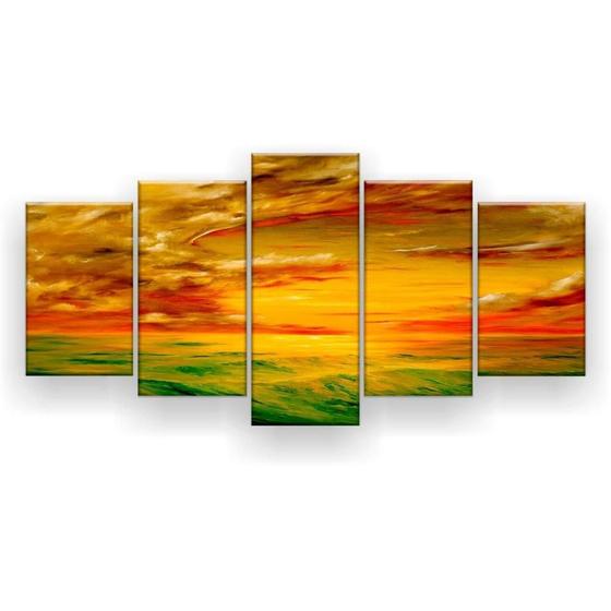 Imagem de Quadro Decorativo 5 Peças Pintura Pôr Do Sol Na Califórnia