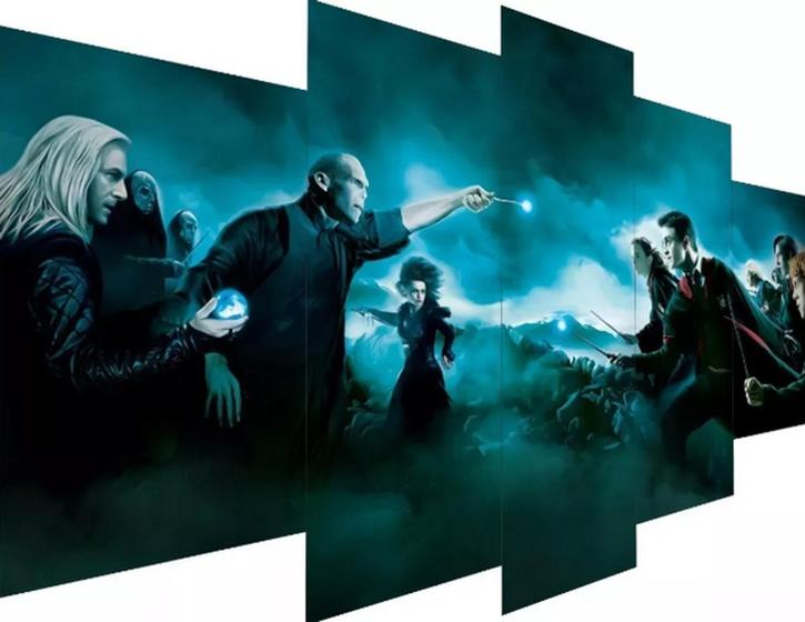 Imagem de quadro decorativo 5 telas Harry Potter Vs Voldemort"