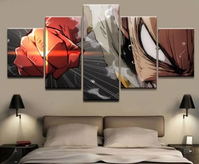 Imagem de quadro decorativo 5 telas Mangá One Punch Man"