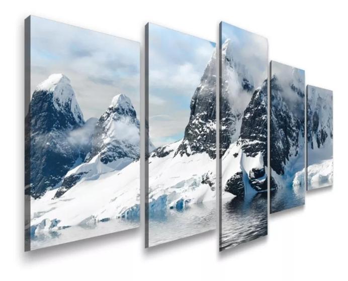 Imagem de quadro decorativo 5 telas Montanhas Gelo Geleira"