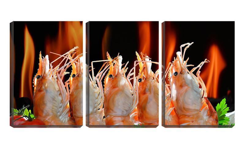 Imagem de Quadro Decorativo 55x110 cinco camarões ao forno