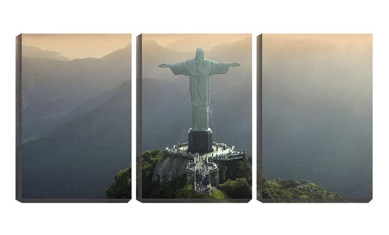 Imagem de Quadro Decorativo 55x110 cristo redentor entre montanhas