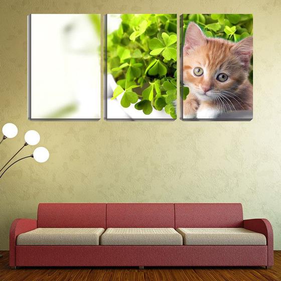 Imagem de Quadro Decorativo 55x110 filhote de gato no vaso