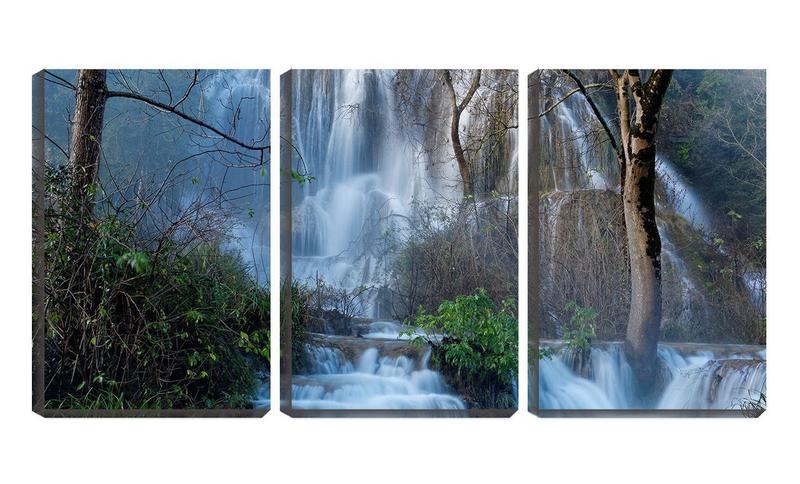 Imagem de Quadro Decorativo 55x110 grande cachoeira entre galhos