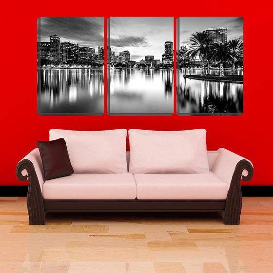 Imagem de Quadro Decorativo 55x110 lago iluminado pb