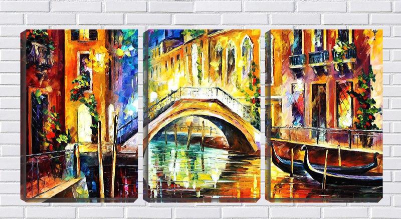 Imagem de Quadro Decorativo 55x110 ponte sobre canal de veneza