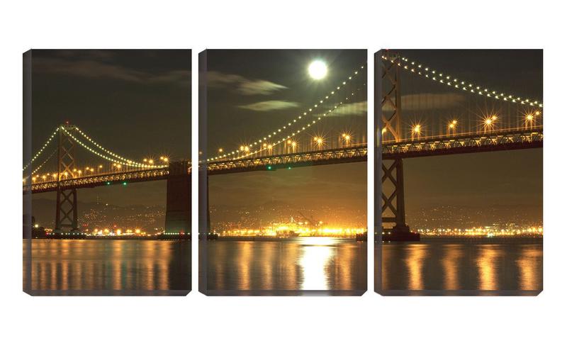 Imagem de Quadro Decorativo 55x110 reflexo de ponte iluminada