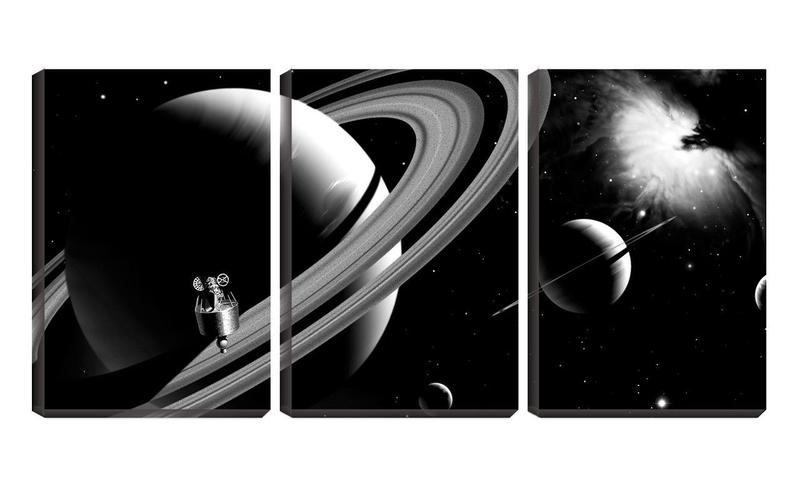 Imagem de Quadro Decorativo 55x110 satélite em saturno