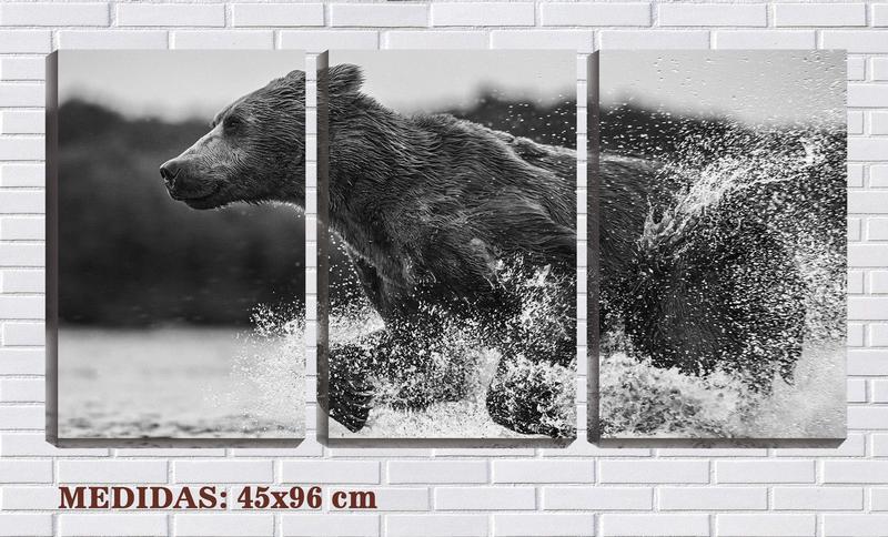 Imagem de Quadro Decorativo 55x110 urso correndo na água pb