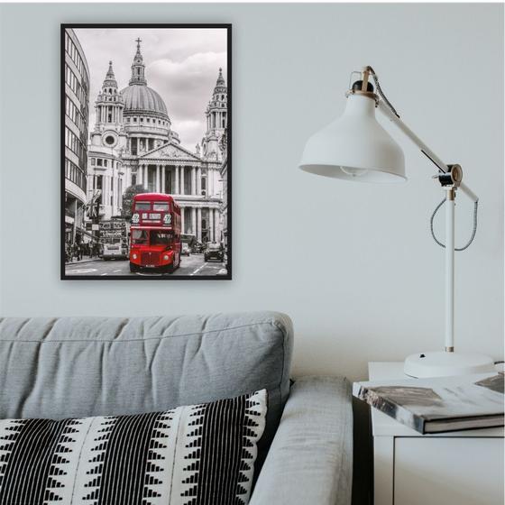Imagem de Quadro Decorativo 60x40cm Londres Vermelho Moldura