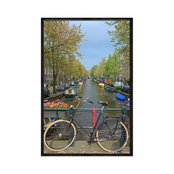 Imagem de Quadro decorativo 60x80cm canvas bicicleta na ponte em amsterda ct001