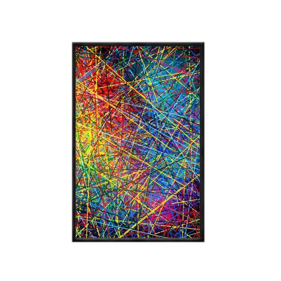 Imagem de Quadro decorativo 60x80cm vidro arte abstrata linhas coloridas abg015