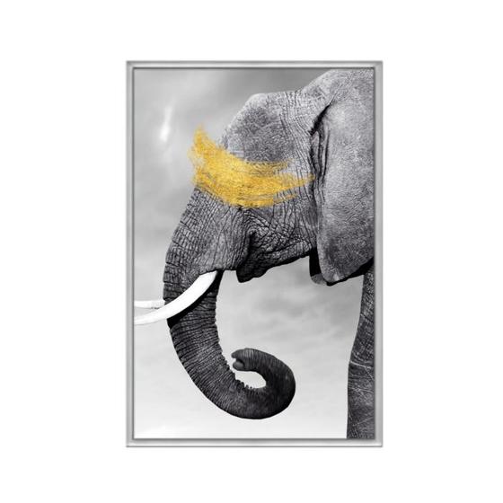 Imagem de Quadro decorativo 60x80cm vidro elefante pb e dourado anm031