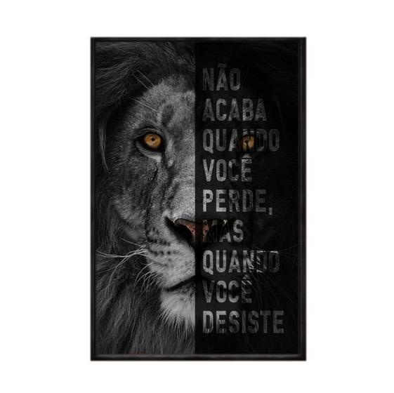 Imagem de Quadro decorativo 60x80cm vidro leao nao desista frs002