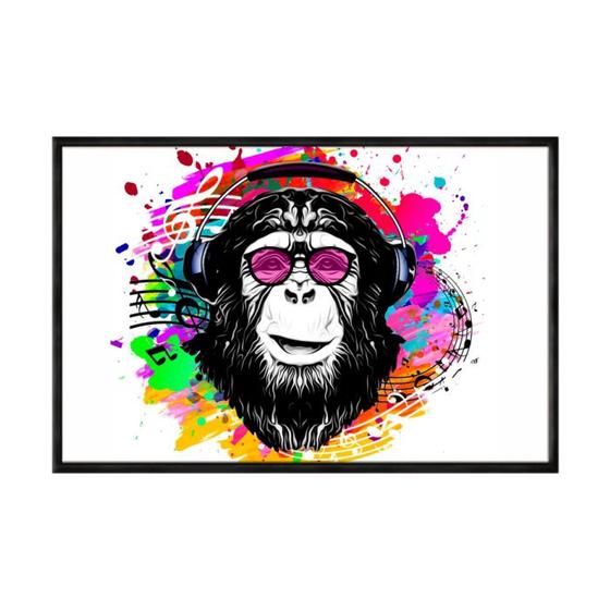 Imagem de Quadro decorativo 60x80cm vidro macaco colorido pintura anm017