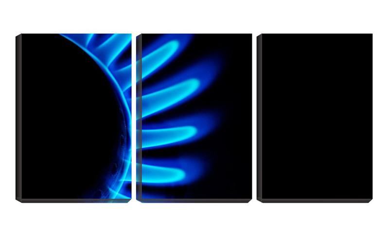 Imagem de Quadro Decorativo 68x126 chama azul de fogo fundo preto