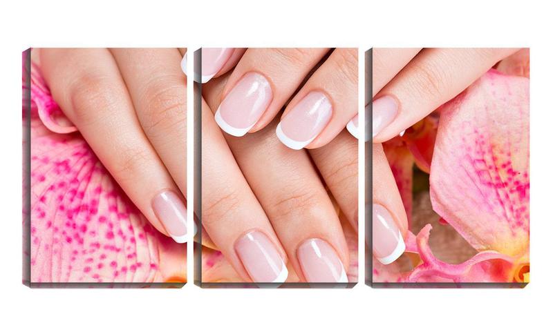 Imagem de Quadro Decorativo 68x126 cores delicadas unhas manicure