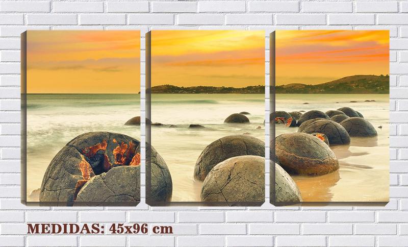 Imagem de Quadro Decorativo 68x126 pedras vintage na praia