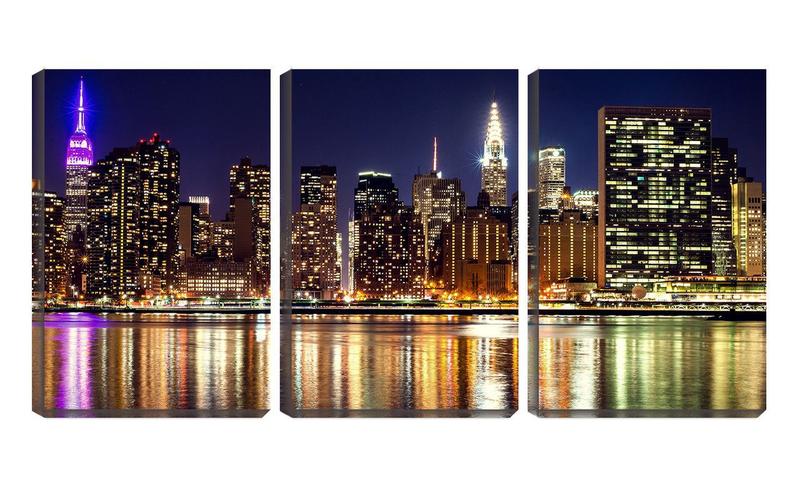 Imagem de Quadro Decorativo 68x126 torres e prédios iluminados