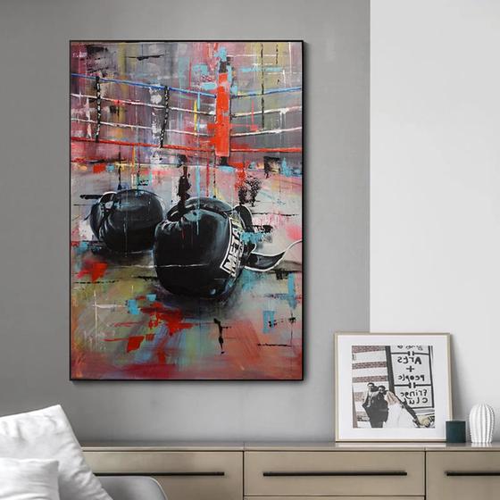 Quadro decorativo 70x55,99 luvas de boxe abstrata é ruim? Quadro decorativo 70x55,99 luvas de boxe abstrata é boa?