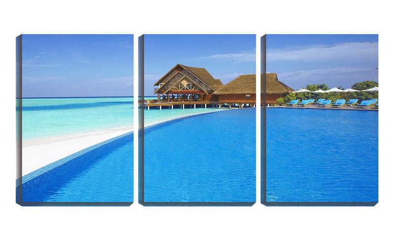 Imagem de Quadro Decorativo 80x140 cabana a beira da piscina