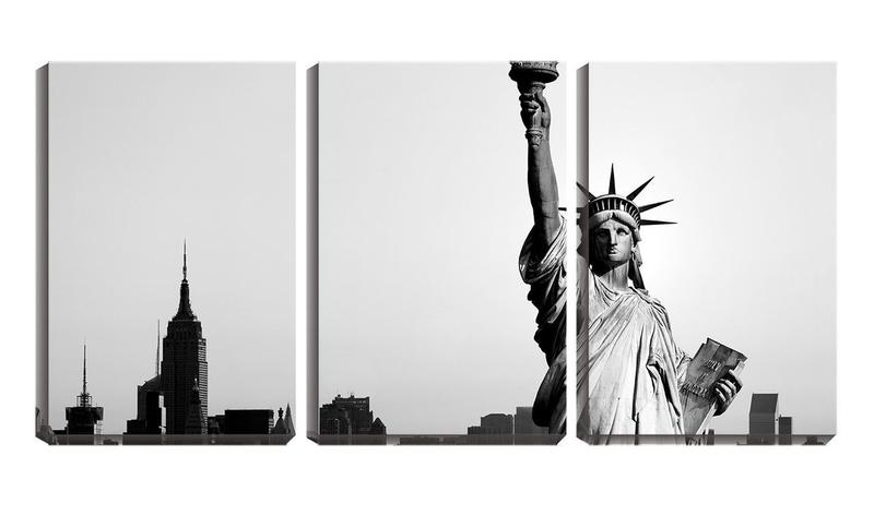 Imagem de Quadro Decorativo 80x140 estátua da liberdade new York pb