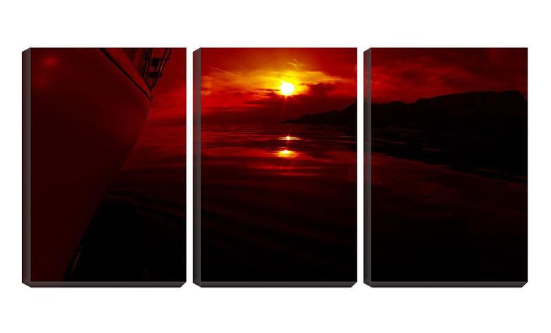 Imagem de Quadro Decorativo 80x140 pôr do sol visto do barco