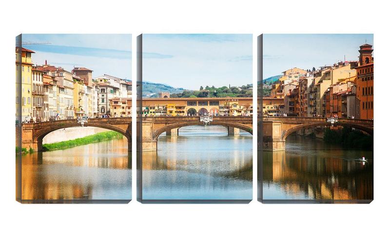 Imagem de Quadro Decorativo 80x140 turistas na ponte velha itália