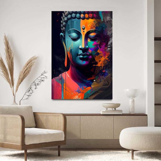 Imagem de Quadro Decorativo 90x60 Para Sala Quarto Hall Buda Yoga Arte Colorida