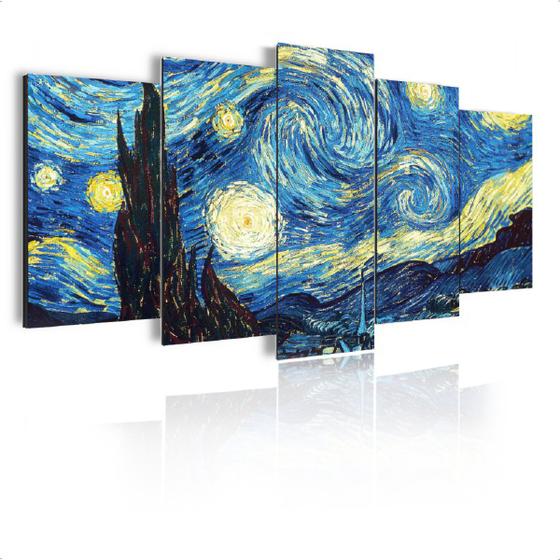 Quadro Decorativo A Noite Estrelada de Van Gogh Mosaico p/ Quarto Sala Escritório 105x60cm Menor preço em Quadro Decorativo A Noite Estrelada de Van Gogh Mosaico p/ Quarto Sala Escritório 105x60cm