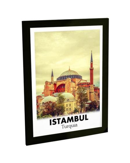 Imagem de Quadro Decorativo A4 Cidade Istambul Turquia Branca Poster