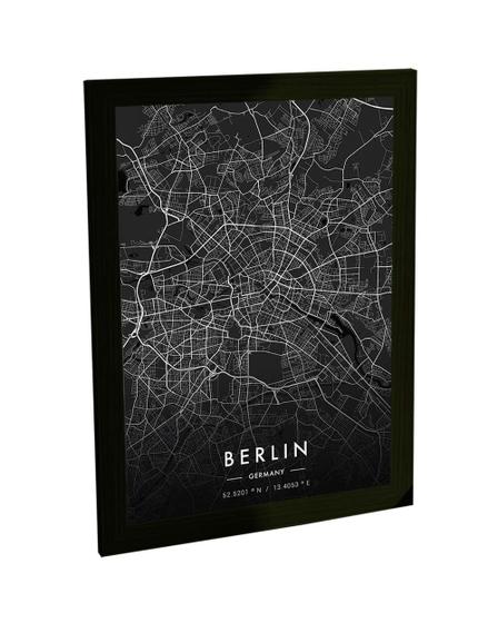 Imagem de Quadro Decorativo A4 Mapa Berlin Alemanha Europa Black Poster