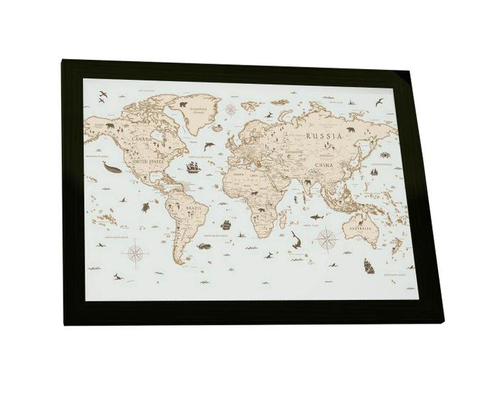 Imagem de Quadro Decorativo A4 Mapa Mundi Retro Vintage Países Poster