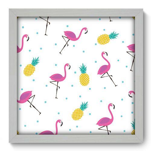 Imagem de Quadro Decorativo - Abacaxi e Flamingos - 33cm x 33cm - 351qdcb