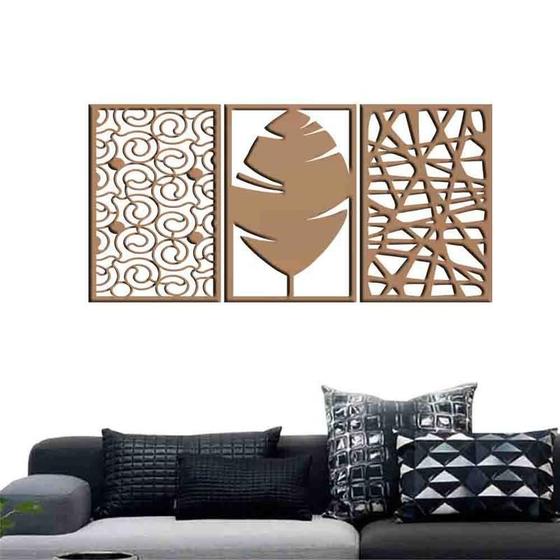 Imagem de Quadro Decorativo Abstrato 6Mm Vazado - Mdf/Cru