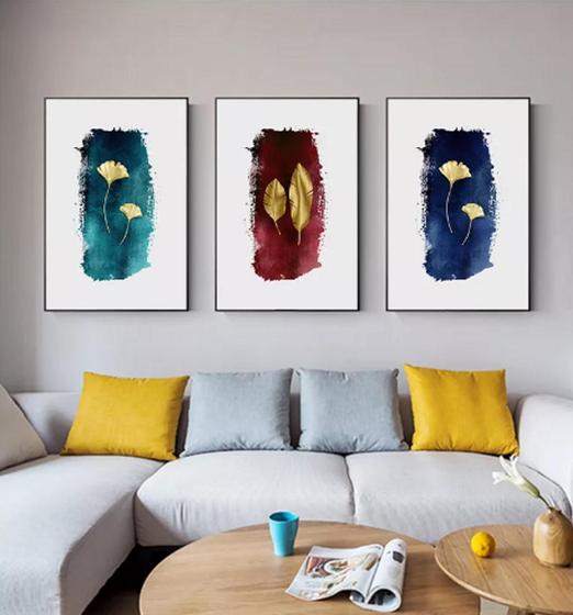 Imagem de Quadro decorativo Abstrato Colors Folhas"