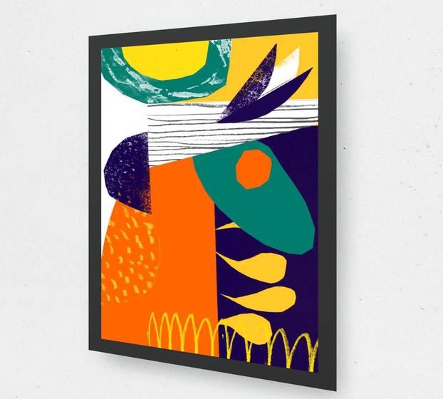 Imagem de Quadro decorativo - abstrato desenho laranja e azul