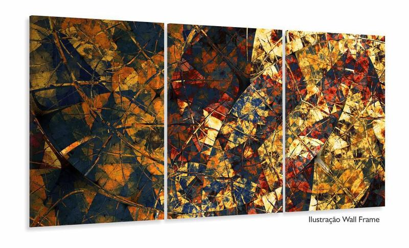 Imagem de Quadro Decorativo Abstrato Fractal Mosaico 3 pçs 120x60 sala quarto