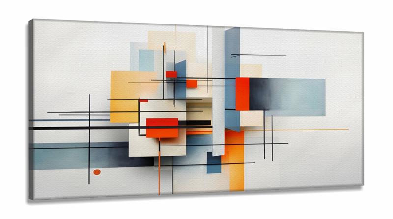 Imagem de Quadro Decorativo Abstrato Geometrico Formas em Tecido Canvas 130x60 cm