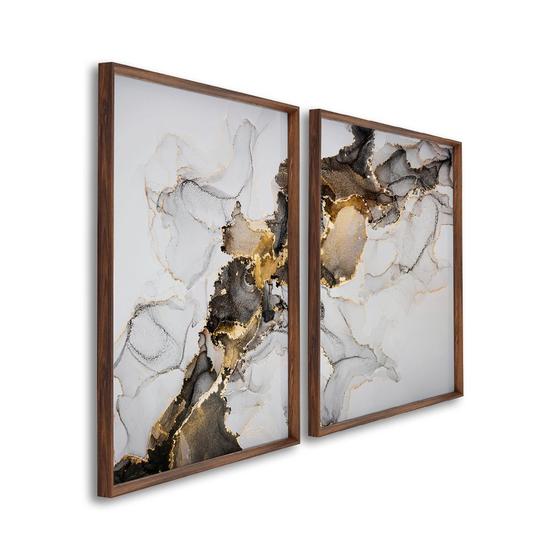 Imagem de Quadro Decorativo Abstrato IV com 2 Telas de Parede para Sala Quarto Escritório