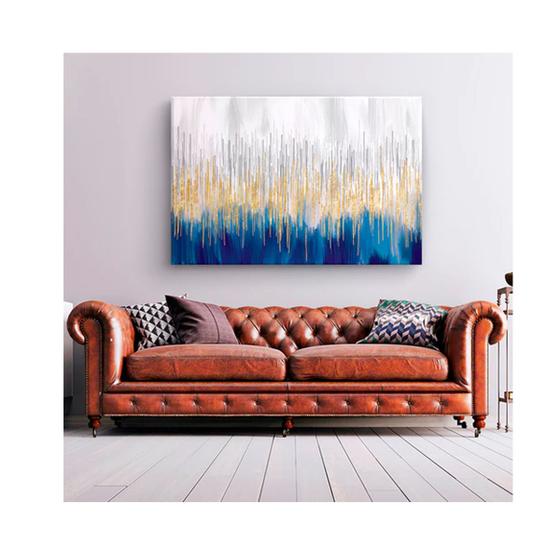 Imagem de Quadro Decorativo Abstrato Linhas Douradas Moldura Estilo Caixa Elegante