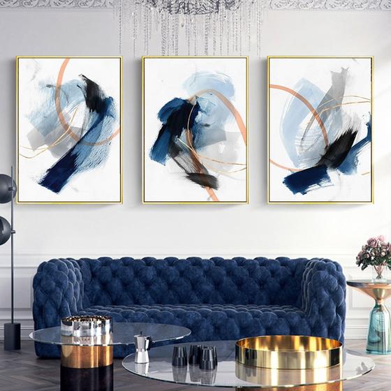 Quadro decorativo Abstrato moderno azul respingo tinta desenho escovado Menor preço em Quadro decorativo Abstrato moderno azul respingo tinta desenho escovado