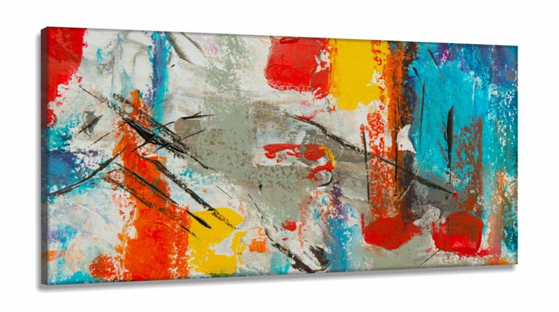 Imagem de Quadro Decorativo Abstrato Moderno Pintura em Tecido Canvas 130x60 cm