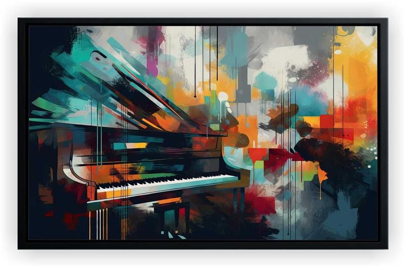 Imagem de Quadro Decorativo Abstrato Música Piano Escritórios  Tela Canvas Premium  