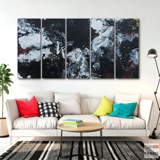 Imagem de Quadro Decorativo Abstrato Preto Geométrico 140x65