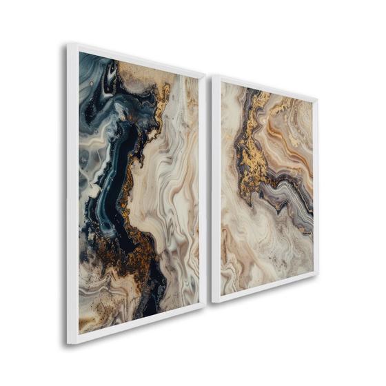 Imagem de Quadro Decorativo Abstrato V com 2 Telas de Parede para Sala Quarto Escritório